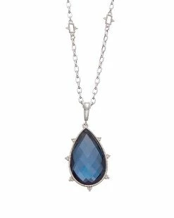 Judith Ripka Amalfi Silver Gemstone Large Pendant Necklace Women