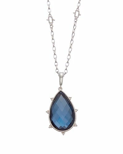 Judith Ripka Amalfi Silver Gemstone Large Pendant Necklace Women
