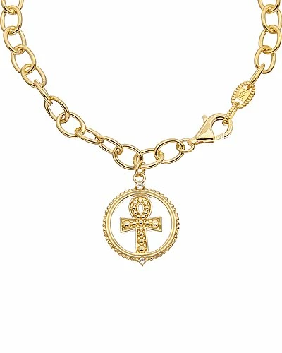 Judith Ripka Little Jewels 14K Over Silver White Topaz Ankh Charm Bracelet Women - Image 2