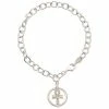 Judith Ripka Little Jewels Silver White Topaz Ankh Charm Bracelet Women