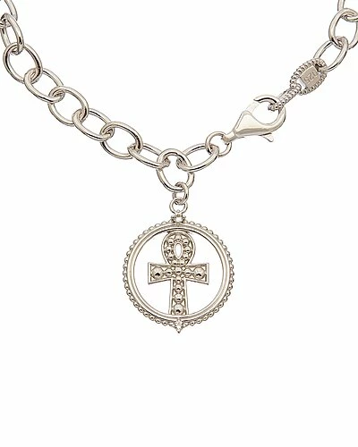 Judith Ripka Little Jewels Silver White Topaz Ankh Charm Bracelet Women - Image 2