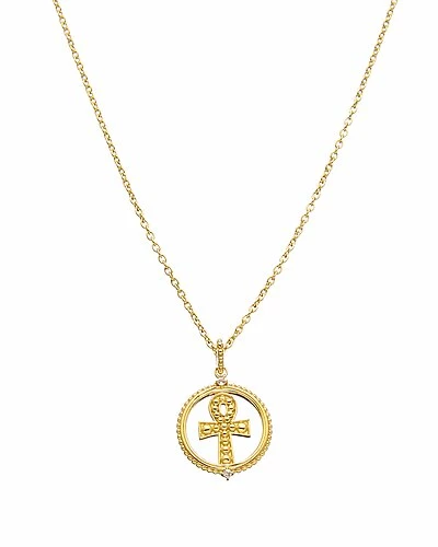 Judith Ripka Little Jewels 14K Over Silver White Topaz Ankh Charm Necklace Women