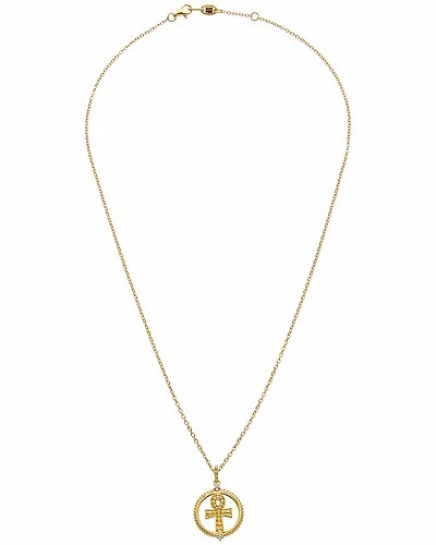 Judith Ripka Little Jewels 14K Over Silver White Topaz Ankh Charm Necklace Women - Image 2