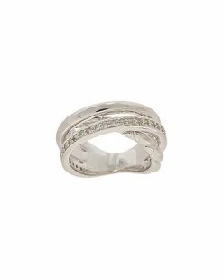 Judith Ripka Aura Silver White Topaz Braided Ring Women