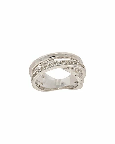 Judith Ripka Aura Silver White Topaz Braided Ring Women
