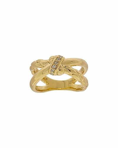 Judith Ripka Aura 14K Over Silver White Topaz Braided Crisscross Ring Women