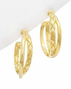 Judith Ripka Aura 14K Over Silver Braided Hoops Women