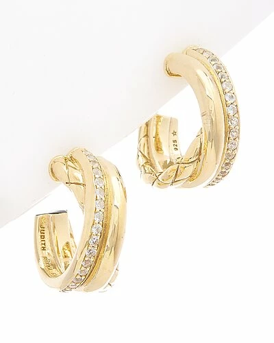 Judith Ripka Aura Silver White Topaz Hoops Women