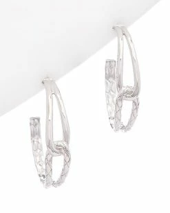 Judith Ripka Aura Silver Interlocking Hoops Women