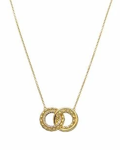 Judith Ripka Aura 14K Over Silver White Topaz Interlocking Pendant Necklace Women