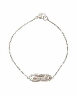 Judith Ripka Aura Silver White Topaz Knot Link Bracelet Women