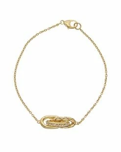Judith Ripka Aura 14K Over Silver White Topaz Knot Link Bracelet Women