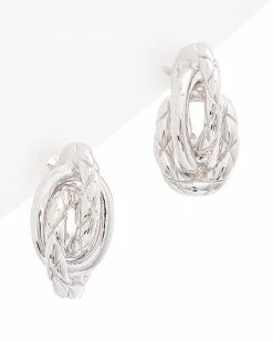 Judith Ripka Aura Silver Love Knot Braided Studs Women