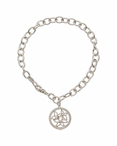 Judith Ripka Little Jewels Silver White Topaz Bunch Of Flowers Charm Bracelet Women