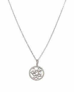 Judith Ripka Little Jewels Silver White Topaz Bunch Of Flowers Charm Necklace Women