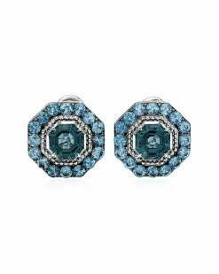 Judith Ripka Casablanca Silver Gemstone Button Earrings Women