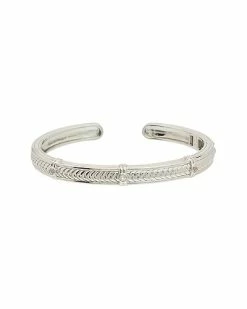 Judith Ripka Cavallo Silver White Topaz Braided Bangle Bracelet Women