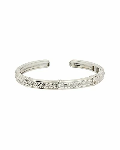 Judith Ripka Cavallo Silver White Topaz Braided Bangle Bracelet Women