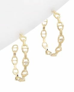 Judith Ripka Cavallo 14K Over Silver White Topaz Large Hoops Women