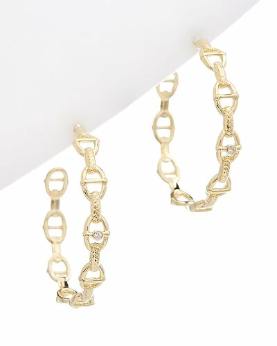 Judith Ripka Cavallo 14K Over Silver White Topaz Large Hoops Women