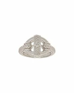 Judith Ripka Cavallo Silver White Topaz Single Link Ring Women