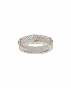 Judith Ripka Cavallo Silver White Topaz Braided Stack Ring Women