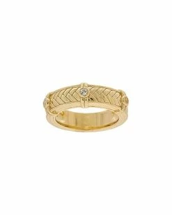 Judith Ripka Cavallo 14K Over Silver White Topaz Braided Stack Ring Women