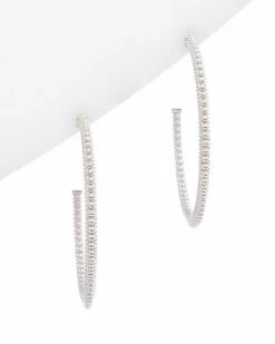 Judith Ripka Classic Silver Large Hoops Women