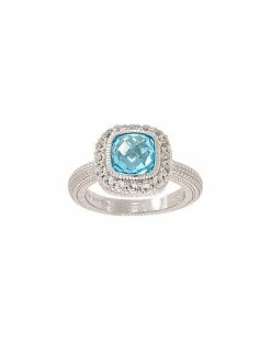 Judith Ripka Classic Silver White Topaz CZ Ring Women