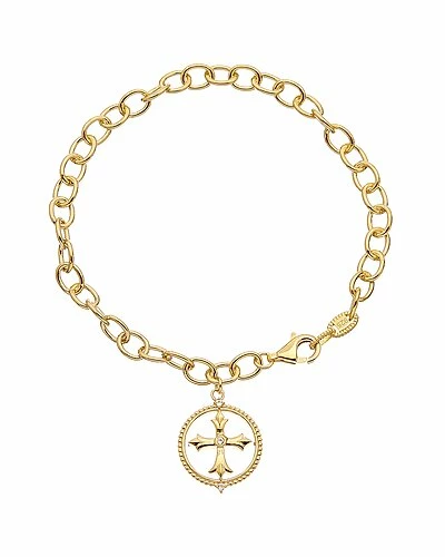 Judith Ripka Little Jewels 14K Over Silver White Topaz Cross Charm Bracelet Women