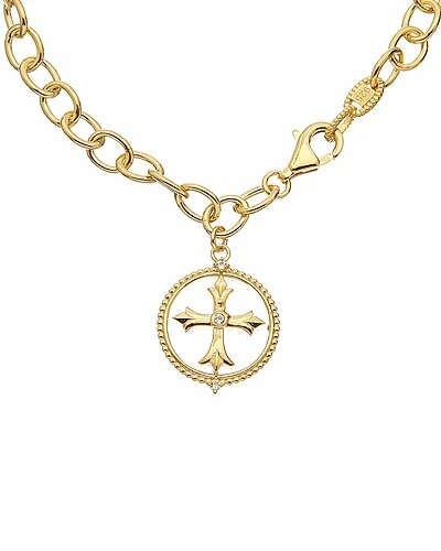 Judith Ripka Little Jewels 14K Over Silver White Topaz Cross Charm Bracelet Women - Image 2