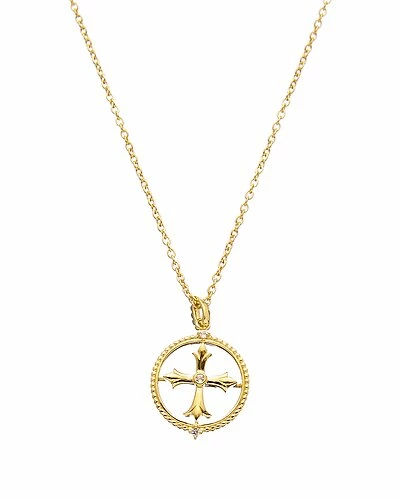 Judith Ripka Little Jewels 14K Over Silver White Topaz Cross Charm Necklace Women