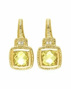 Judith Ripka La Petite 14K Over Silver White Topaz CZ Earrings Women