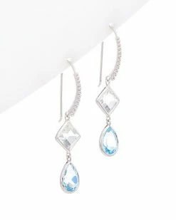 Judith Ripka Water Colors Silver Gemstone Drop Earrings Women