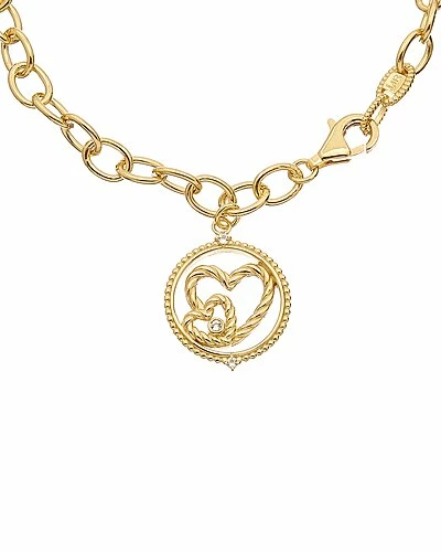 Judith Ripka Little Jewels 14K Over Silver White Topaz Double Heart Charm Bracelet Women - Image 2