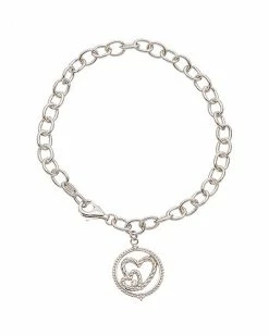 Judith Ripka Little Jewels Silver White Topaz Double Heart Charm Bracelet Women