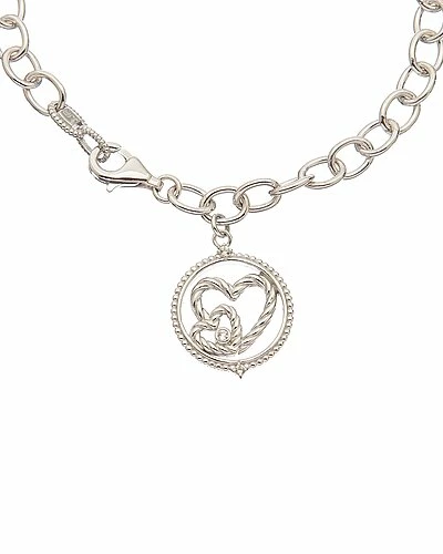 Judith Ripka Little Jewels Silver White Topaz Double Heart Charm Bracelet Women - Image 2