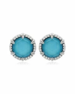 Judith Ripka Eclipse Silver 6.14 Ct. Tw. Gemstone Studs Women