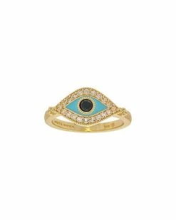 Judith Ripka La Petite 14K Over Silver Gemstone Evil Eye Ring Women