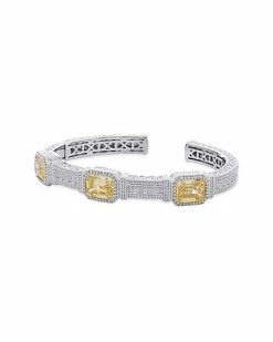 Judith Ripka Estate Silver CZ Cuff Bracelet Women