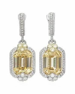 Judith Ripka Estate Silver White Sapphire CZ Earrings Women