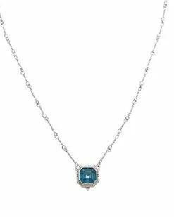 Judith Ripka Estate Silver London Blue Spinel Pendant Necklace Women