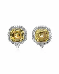 Judith Ripka Estate Silver CZ Earrings Women