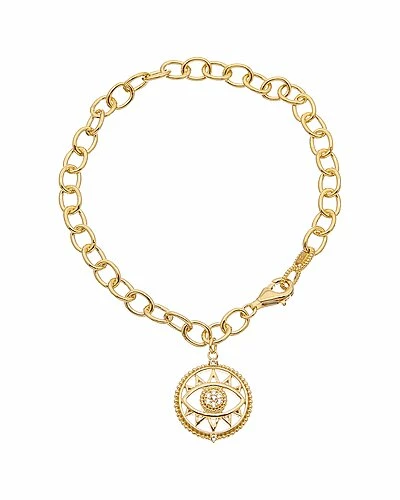 Judith Ripka Little Jewels 14K Over Silver White Topaz Evil Eye Charm Bracelet Women