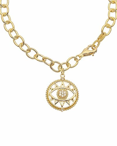 Judith Ripka Little Jewels 14K Over Silver White Topaz Evil Eye Charm Bracelet Women - Image 2