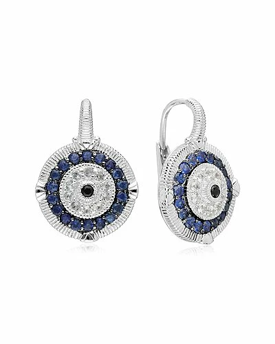 Judith Ripka Lucky Silver Gemstone Evil Eye Earrings Women - Image 2