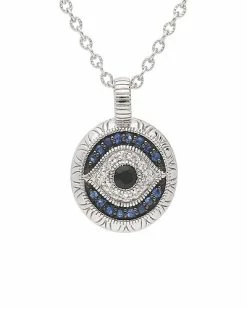 Judith Ripka Silver 0.13 Ct. Tw. Gemstone Evil Eye Necklace Women