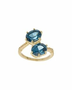 Judith Ripka Flora 14K Over Silver Gemstone Flora Bypass Ring Women