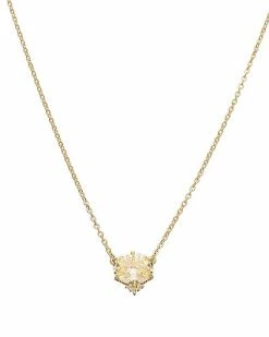 Judith Ripka Flora 14K Over Silver White Topaz CZ Pendant Necklace Women