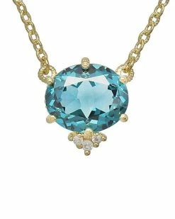 Judith Ripka Flora 14K Over Silver Gemstone Pendant Necklace Women
